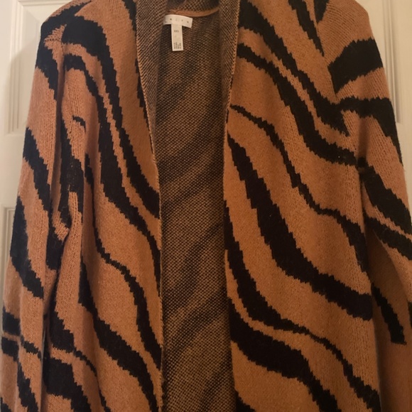 Leith animal print long cardigan sweater Sz xxsmall - Picture 3 of 10